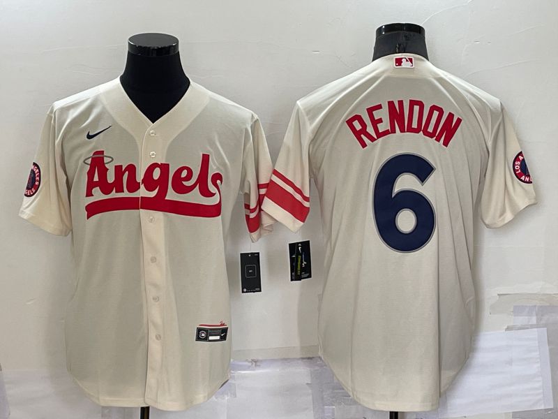 Men Los Angeles Angels 6 Rendon Cream City Edition Game Nike 2022 MLB Jersey